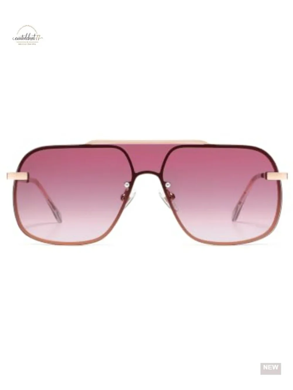Y2K Frameless Shield Sunglasses UV400 Metal Square Oversized